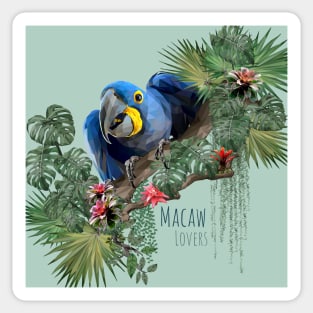 Low polygon illustration Amazon rain forest macaw bird. Sticker